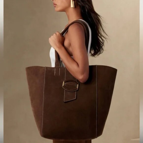 Banana Republic Oversized Corso Tote Bag in Brown Suede